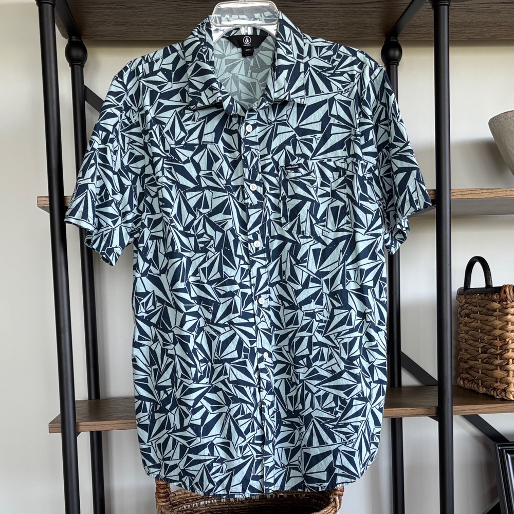 Volcom Abstract Patterned Navy Shirt